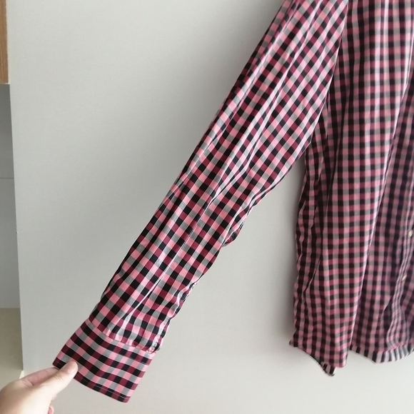 Eton Contemporary Fit Black And Raspberry Red Plaid Button Down Shirt 18 - Picture 5 of 15